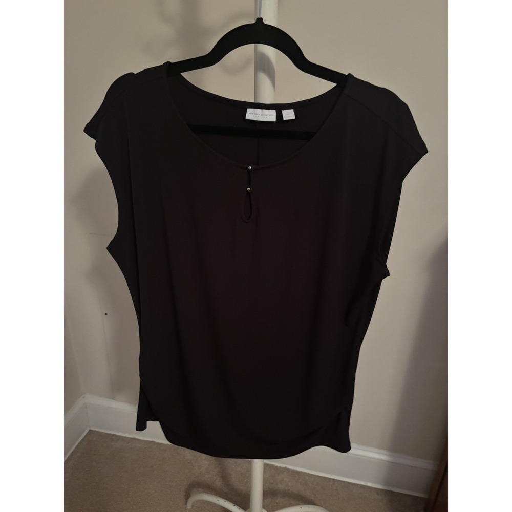 New York & Company black stretch tank short sleeve size XL